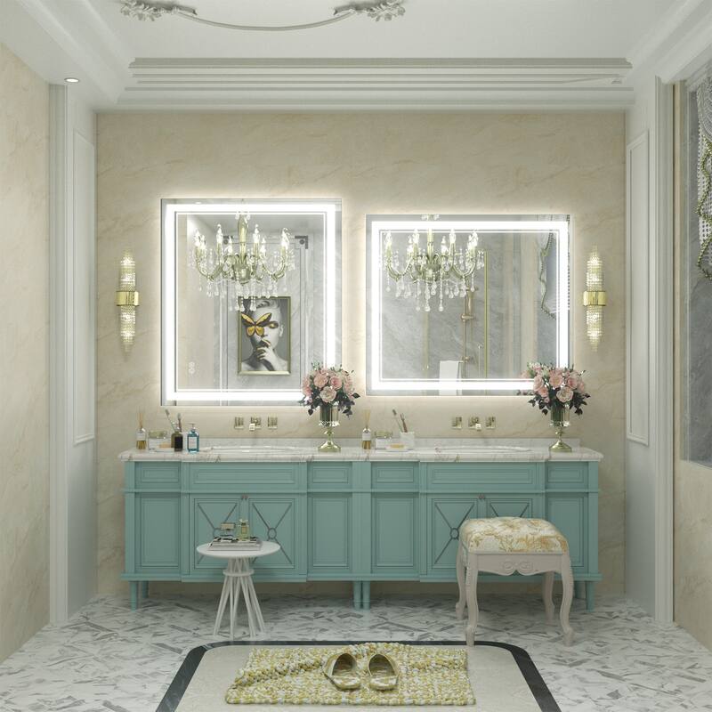 KIOTEE Frameless Front lit LED Lighted Anti-Fog Tempered Glass Bathroom Vanity Mirror with ETL and 3-Year Warranty