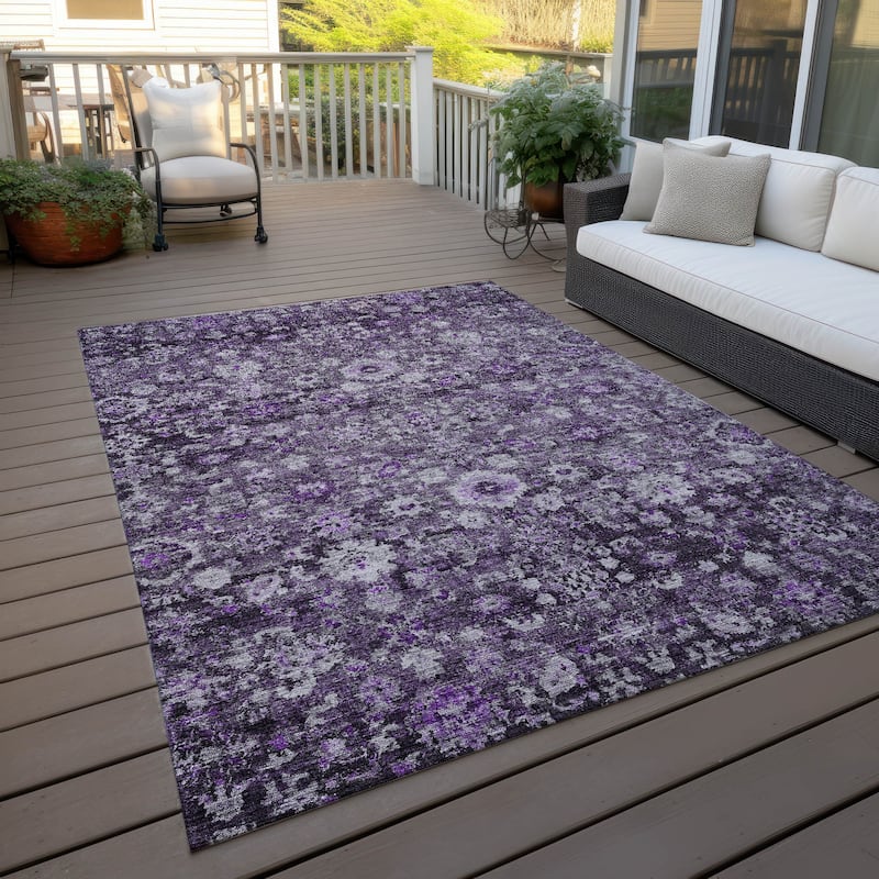 Machine Washable Indoor/ Outdoor Chantille Traditional Vintage Floral Rug