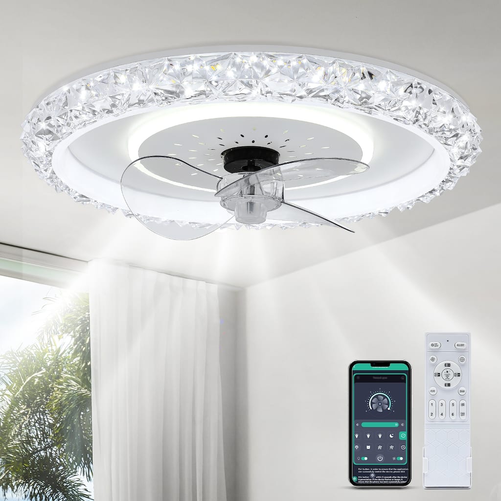 Moasis Dimmable LED 6 Speeds 20" Ceiling Fan Light