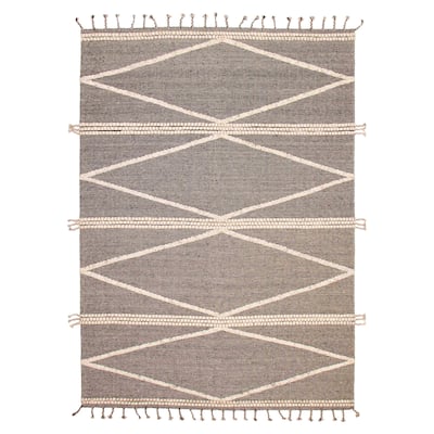ECARPETGALLERY Hand-knotted Tangier Black, Cream Wool Rug - 9'1 x 12'3