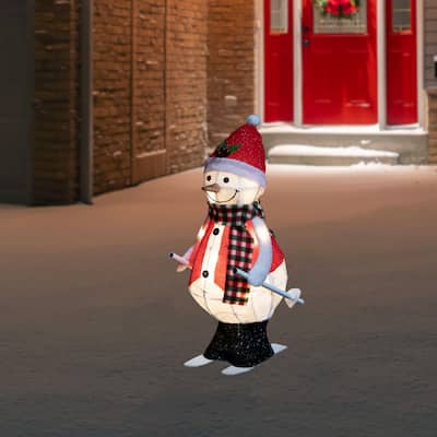 24" Animated Skiing Snowman LED Lighted Christmas Figure