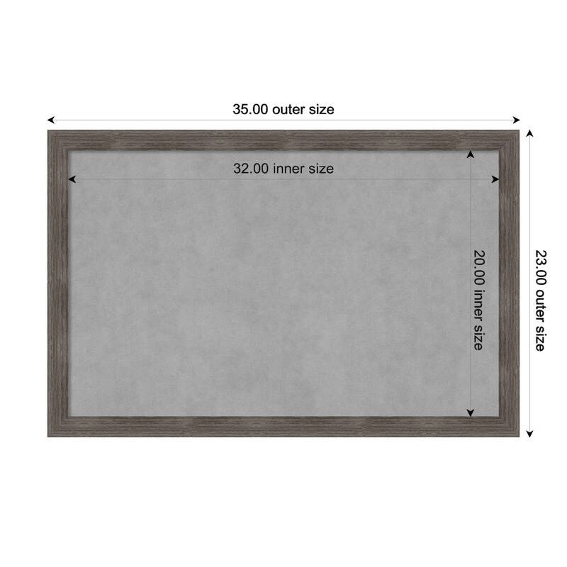 Amanti Art Pinstripe Lead Grey Framed Magnetic Board - Board Size 32x20