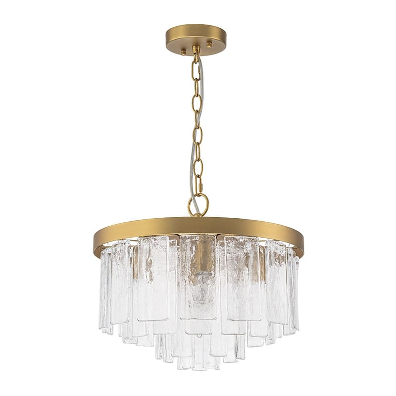 5-Light Tiered Water Glass Round Semi Flush Chandelier