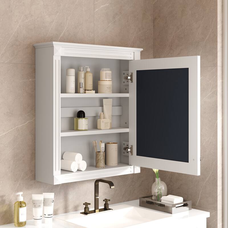24" x 27" Rectangular MDF Medicine Cabinet with Mirror - 24" x 7" x 27.76"
