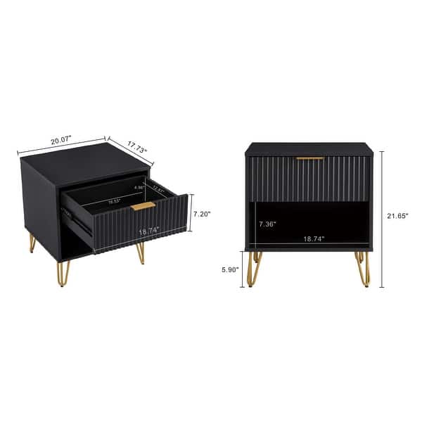 Manhattan Comfort2-Piece DUMBO Modern Standard 3-Drawer Dresser and DUMBO Modern 2.0 Nightstand in Black Manhattan Comfort2-Piece DUMBO Modern Standard 3-Drawer Dresser and DUMBO Modern 2.0 Nightstand in Black