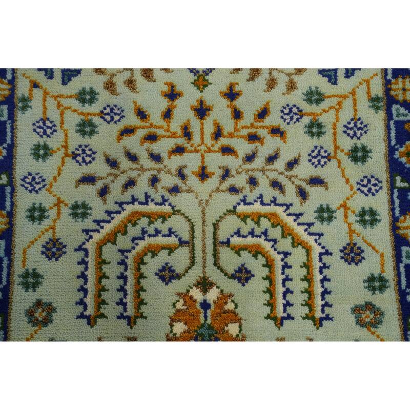 Hand Knotted Oriental 100% Wool Carpet Traditional All-Over Green Ziegler Runner Rug - 7' 11'' X 2' 6''