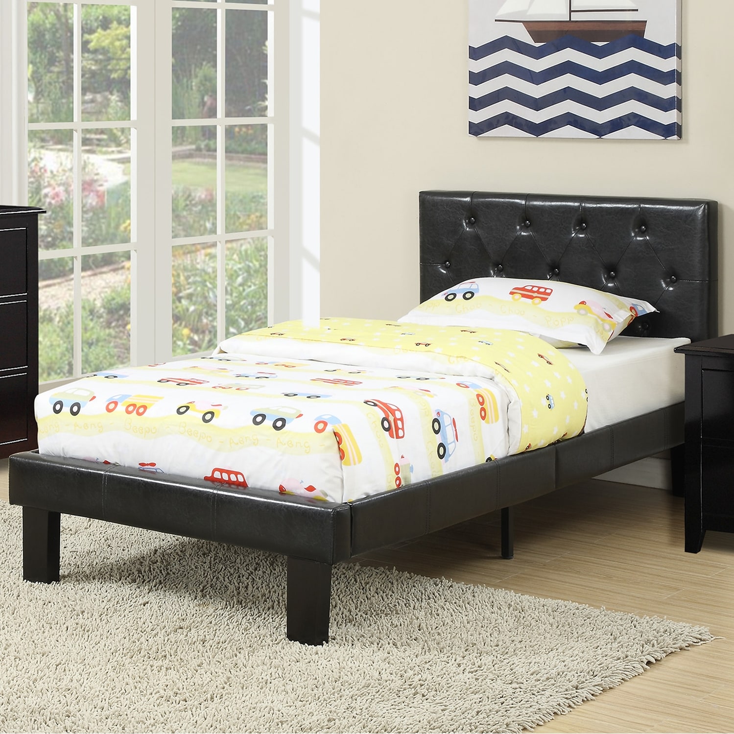 Faux Leather Upholstered Full Size Bed