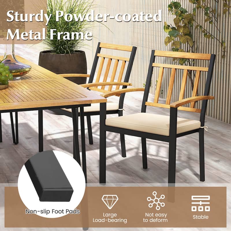 Costway Patio Dining Chairs Set of 2/4 Metal Outdoor Chairs with