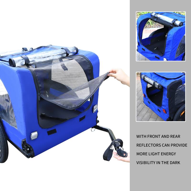 Medium Pet Bike Trailer with Powder-Coated Steel Frame, 88 lbs Weight Limit, Leash and Reflectors for Safety