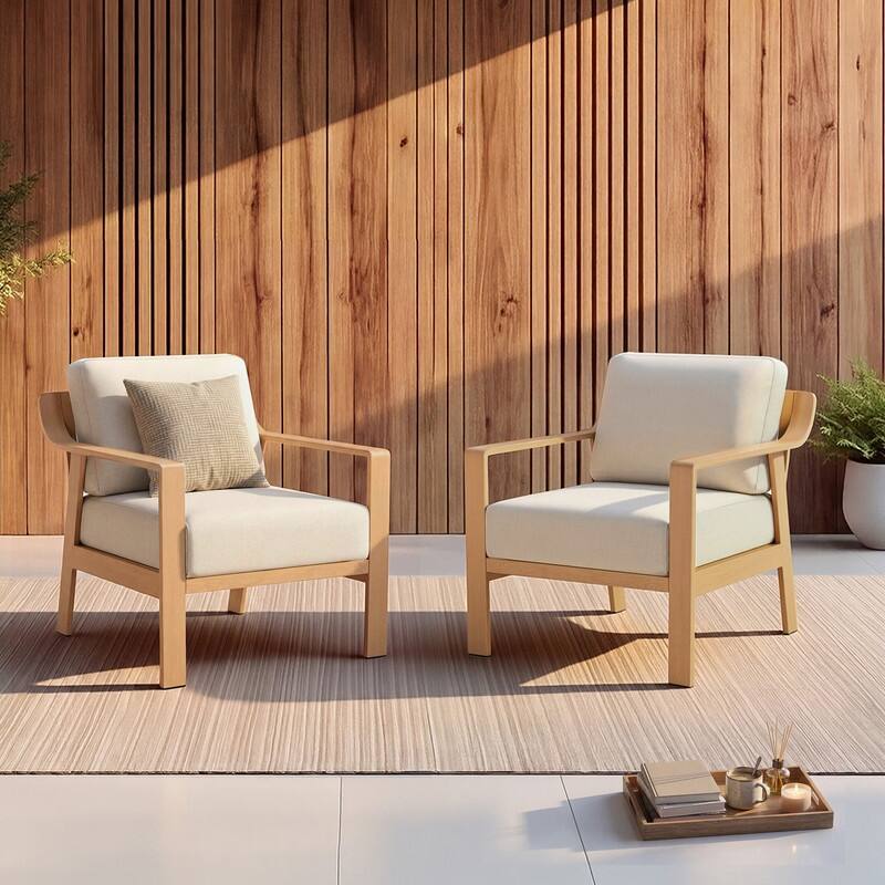 Spruce & Spring Outdoor Patio Furniture Set Aluminum Sofa Accent Chair - 2 Chair - Beige