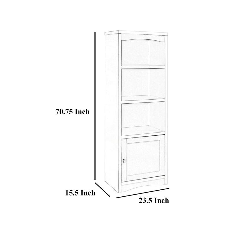 Donna Media Tower Pier Cabinet, Adjustable Shelves, Brown Wood 71 Inch