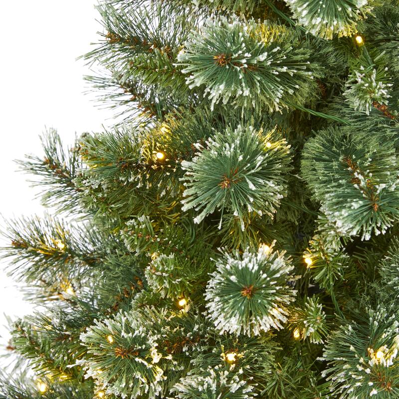 6’ Wisconsin Slim Snow Tip Pine Artificial Christmas Tree, Clear LED - 6 Foot