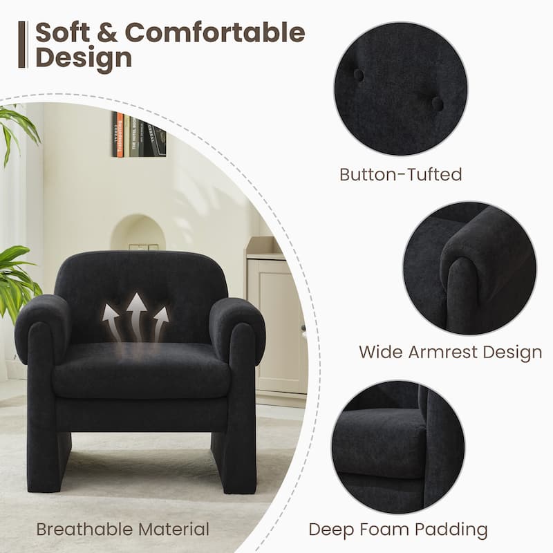 Modern Cloud Velvet Accent Chair with Removable Cushion for Living Room