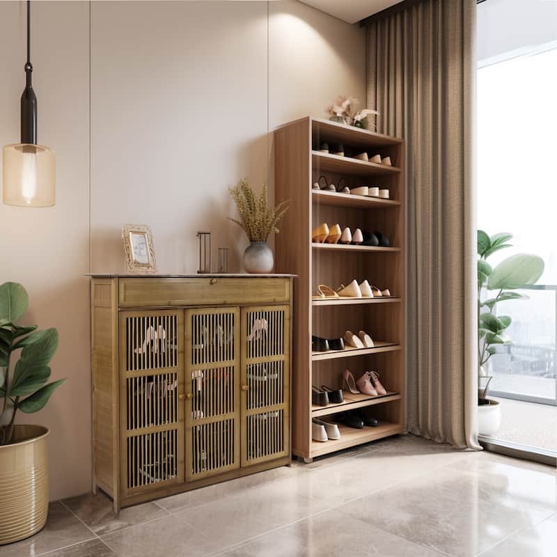 Shoe Cabinet with 3 Doors and Shelves Storage Organizer Entryway - 37"x13"x39"
