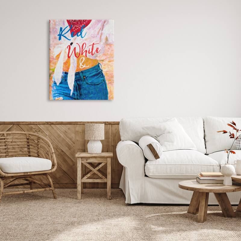 Stupell Industries Red White & Blue Patriotic American Celebration Canvas Wall Art, Design by Graffitee Studios