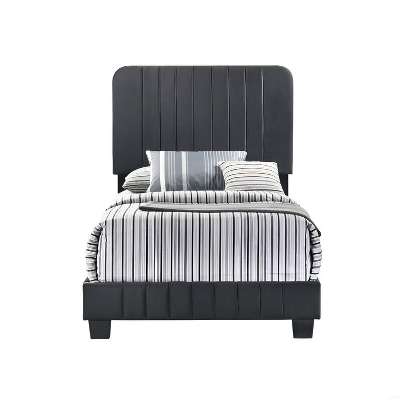 Modern Twin Bed with Storage and Velvet Upholstery