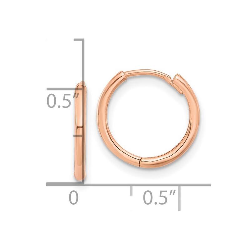 Curata 14k Rose Gold Polished Hinged Hoop Earrings - 13.5x14mm