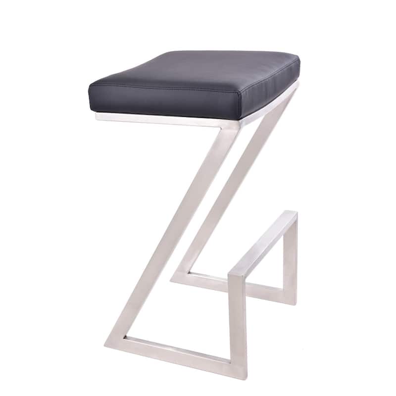 Z Shaped Metal Backless Barstool with Padded Seat