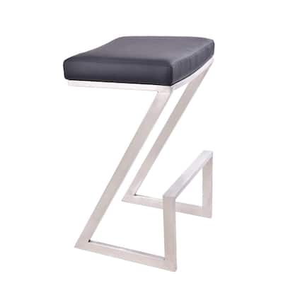 Z Shaped Metal Backless Barstool with Padded Seat