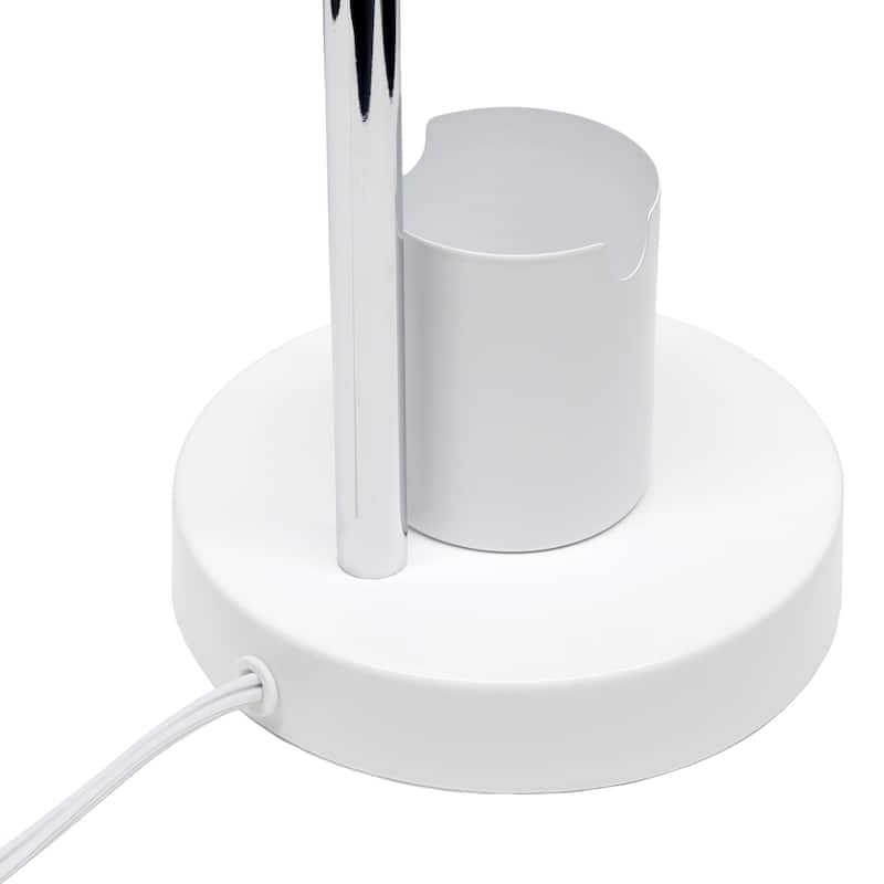 Adjustable Metal Desk Lamp with Organizer Base and Chrome Gooseneck Arm Modern Task Lighting Multiple Colors