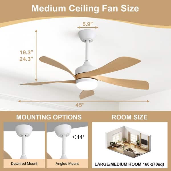 dimension image slide 3 of 10, Sofucor 45/52 Inch Ceiling Fan with Remote & Lights Quiet DC Motor 5 Blade High CFM Modern Fan