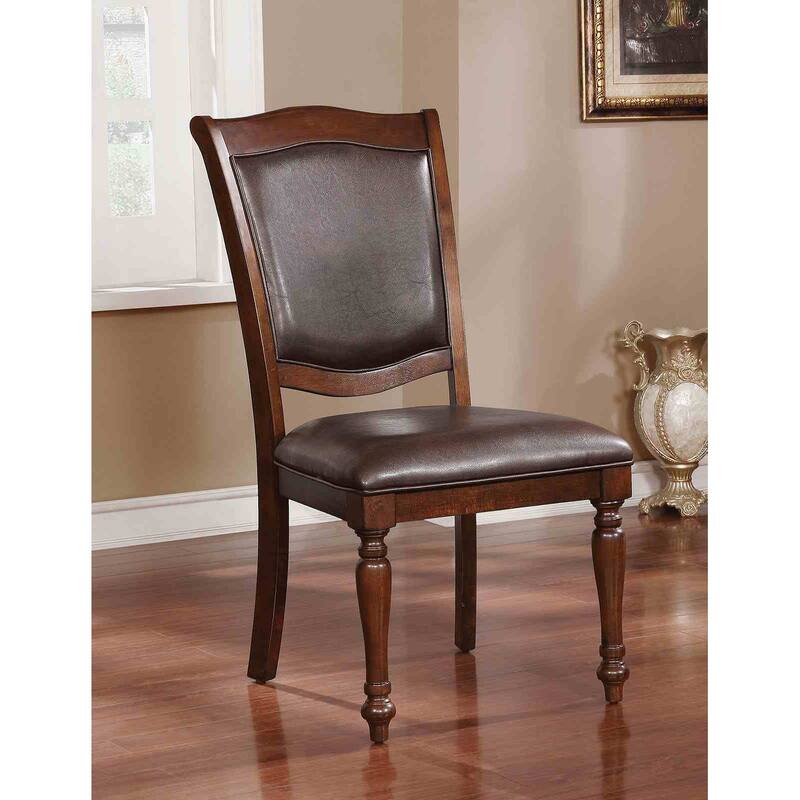 Side Chairs Set Espresso Finish Upholstered Seat