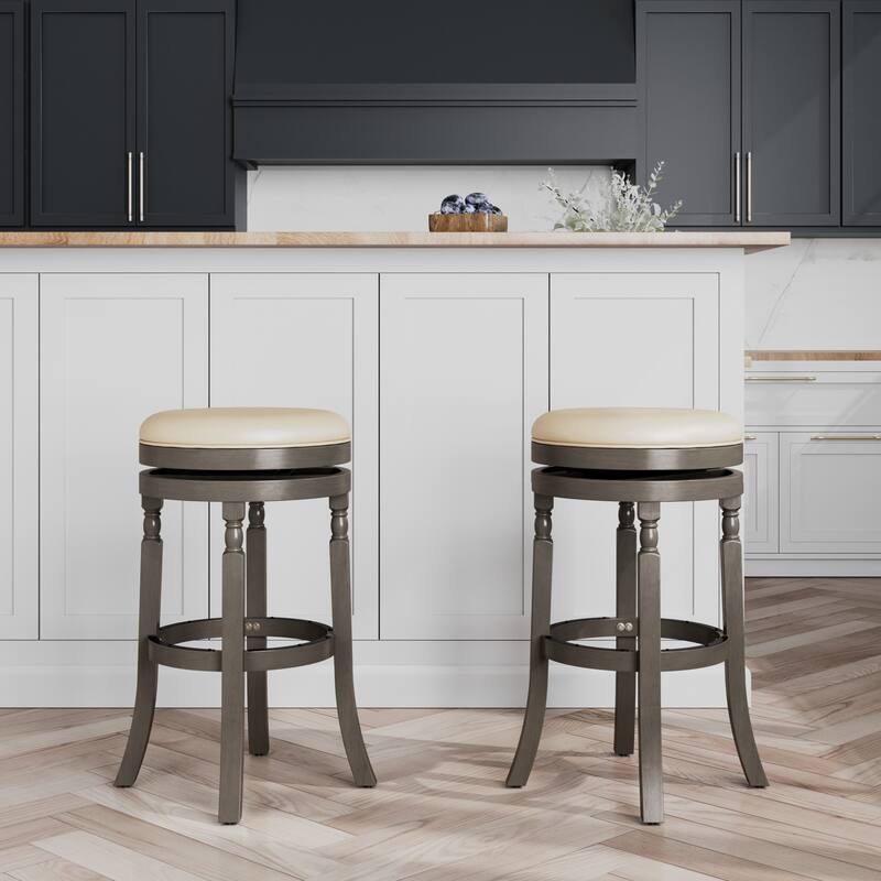 30" Bar Stool, Weathered Gray Finish