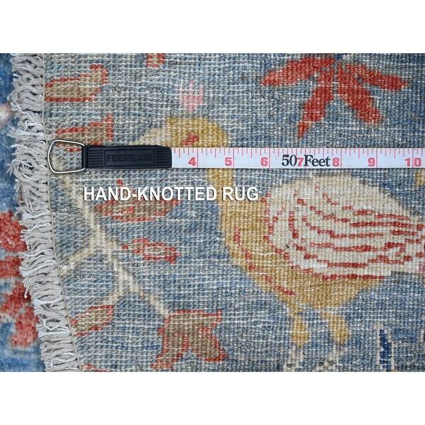 Shahbanu Rugs Cornflower Blue Afghan Peshawar with Birds of Paradise ...