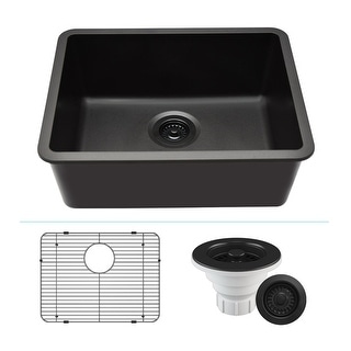 Lexicon Undermount Quartz 23 Inch Single Bowl Kitchen Sink Kit