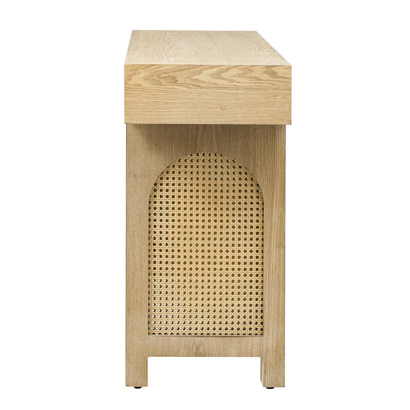 52 Inch 2 Drawers Console Table/Bar Table with Natural Wood Finish