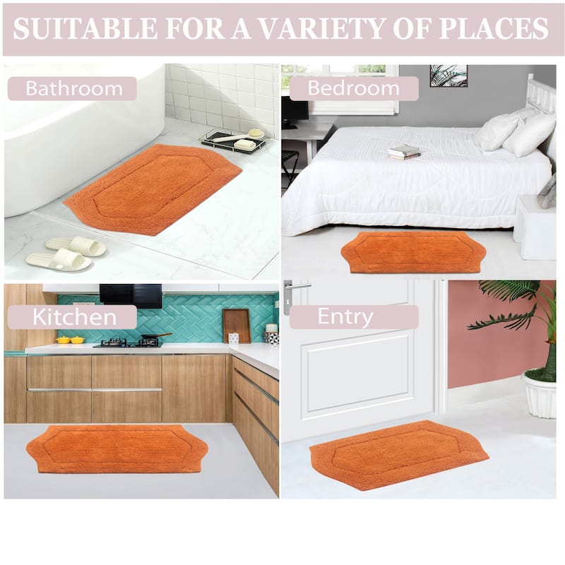Waterford Collection 100% Cotton Non-Slip Bathroom Rug Set, Machine Washable Bath Rug, 5 Piece Bath Mat Set with Contour