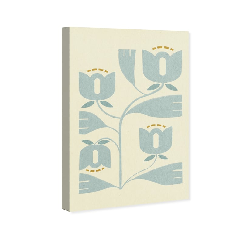 Wynwood Studio Canvas Abstract Stylied Floral Pastel Blue and Light Blue Modern & Contemporary Wall Art Canvas Print