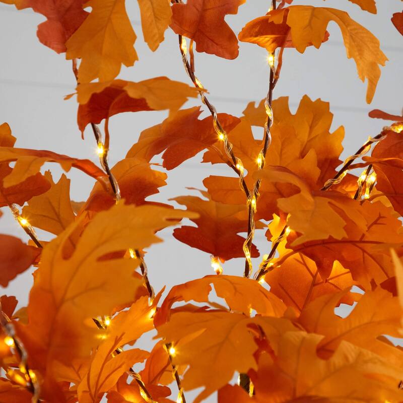 Pre-Lit Artificial Autumn Maple Fall Tree - 7' - Warm White LED Lights