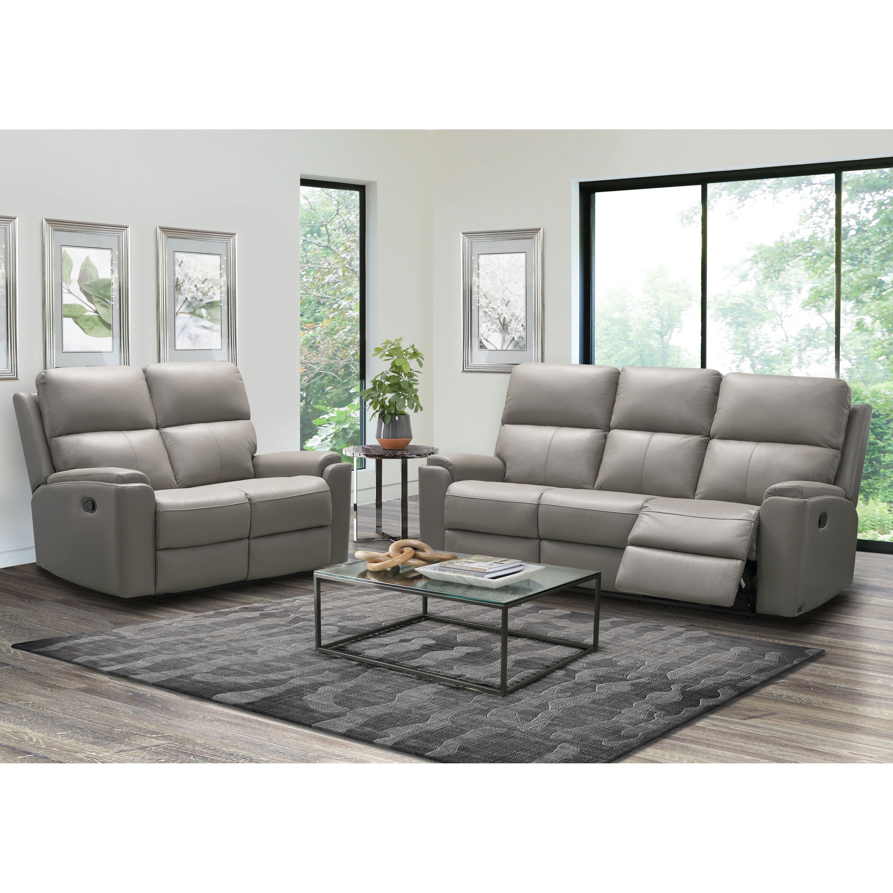 Abbyson Jackson Top Grain Leather Manual Reclining Sofa And Loveseat Set Overstock Com Shopping The Best Deals On Living Room Sets 36029968