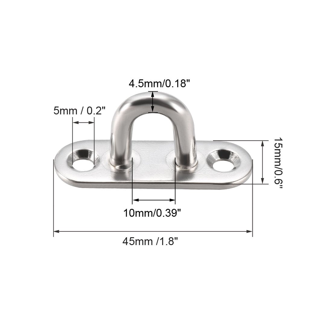 1.6Stainless Steel Cabinet Latch Lock Catch Eye Cabin Hook Plate,2pcs - Silver - Length: 1.6
