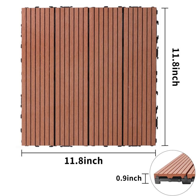 11.8" x 11.8" square wood-plastic composite deck tiles