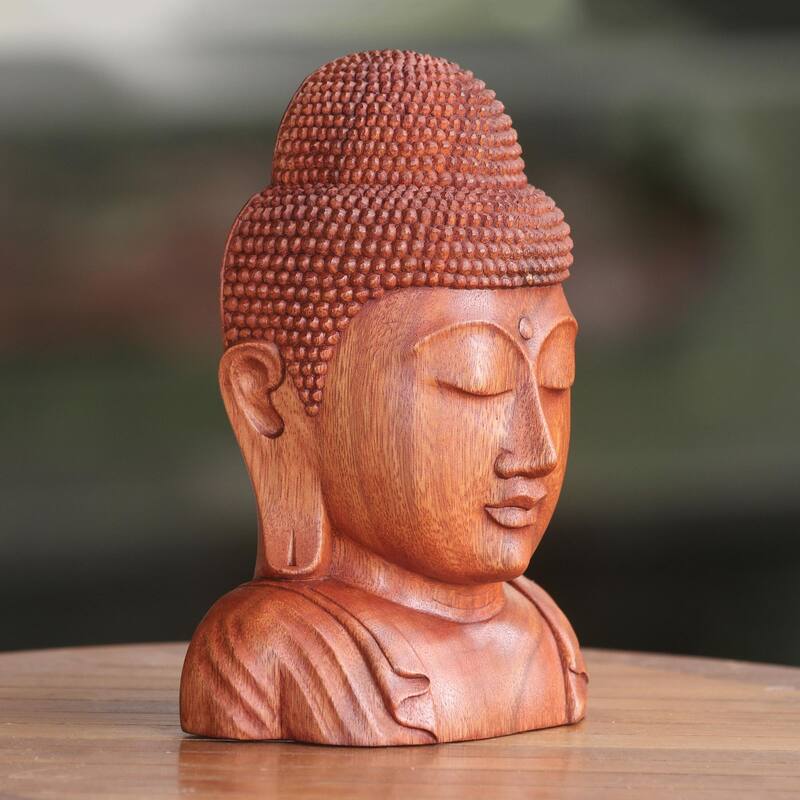 Novica Handmade Divine Buddha Wood Statuette