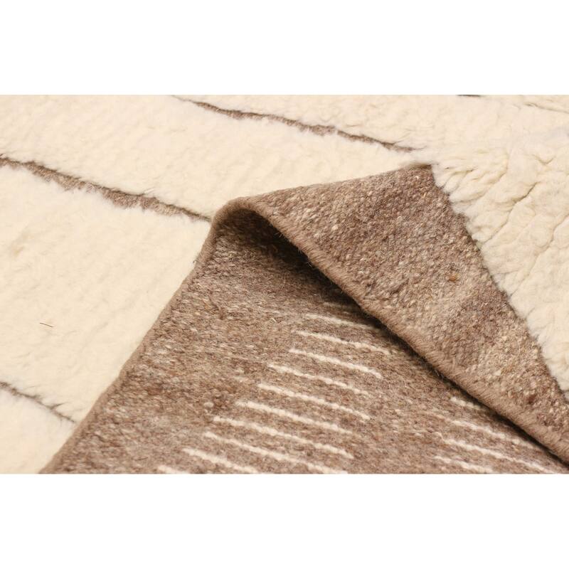 ECARPETGALLERY Hand-knotted Tangier Cream Wool Rug - 5'1 x 8'5