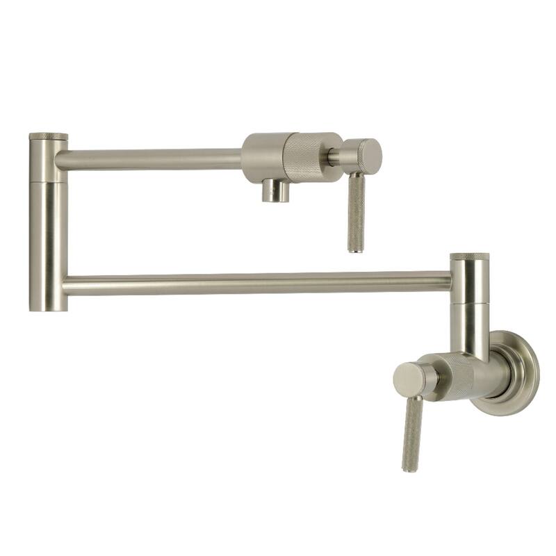 Kingston Brass Essex Double-Handle Wall-Mount Pre-Rinse Bridge Kitchen Faucet - Brushed Nickel