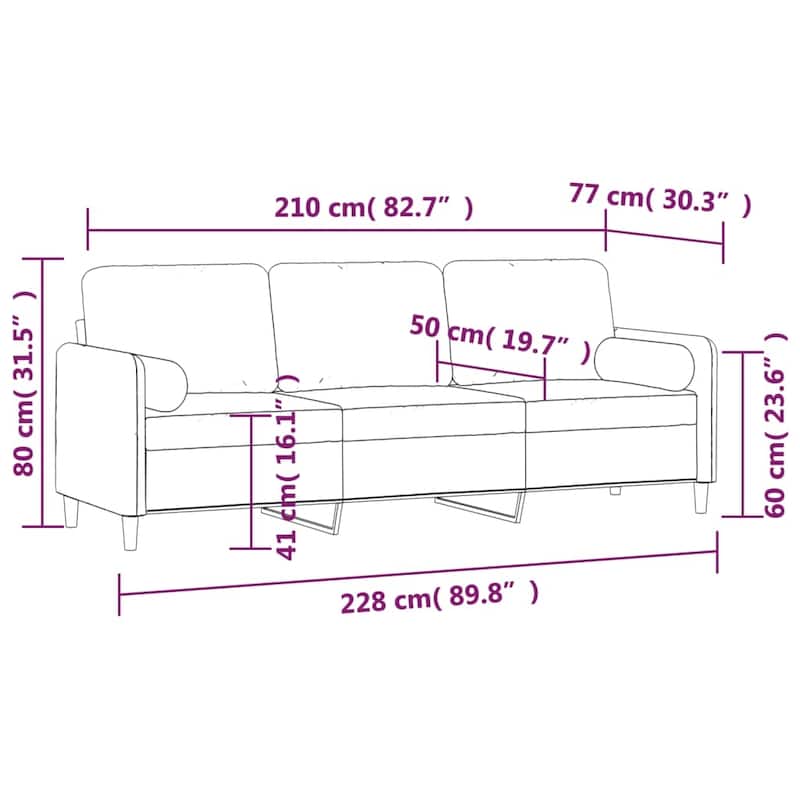 vidaXL Sofa Sectional Couch with Pillows and Cushions for Living Room Velvet