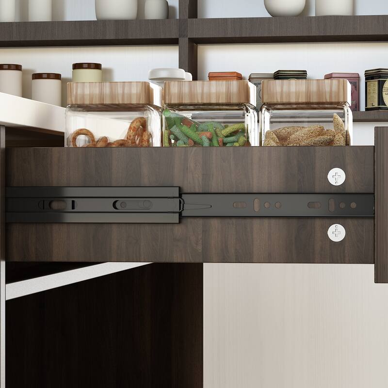 55.1"W Buffet Kitchen Island Cabinet with Open Shelves Two Drawers