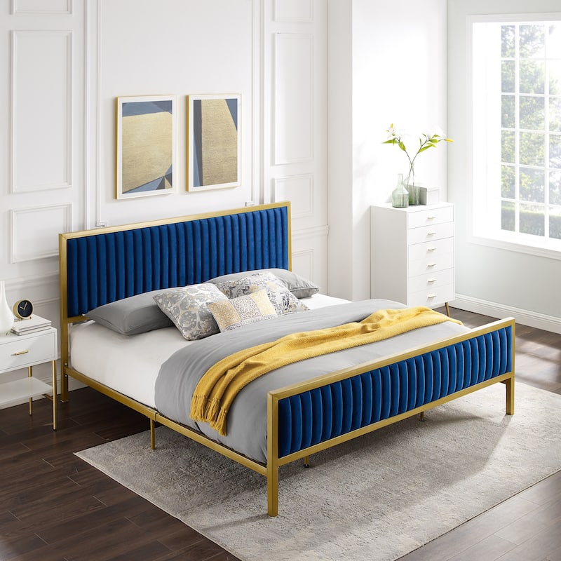 Corvus Velvet Platform Bed