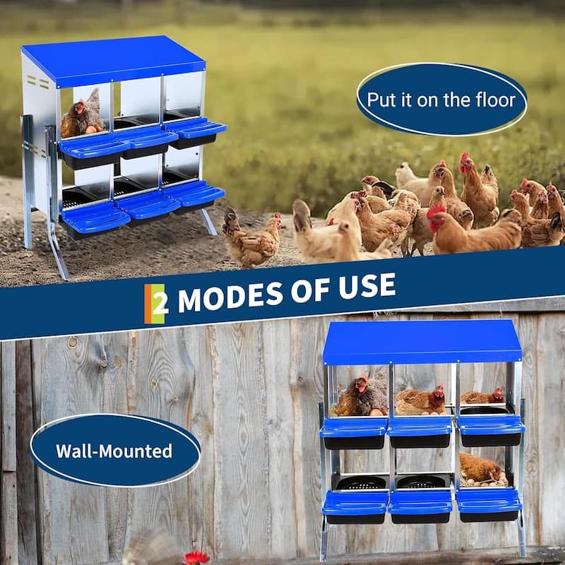6-Hole Metal Chicken Nesting Box or Easy Cleaning with Legs