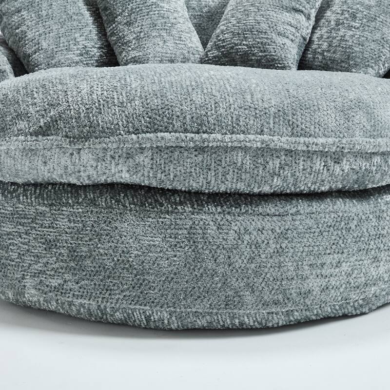 55" Modern Long Polyester Foam Round Bean Bag Sofa Chair with Pillows