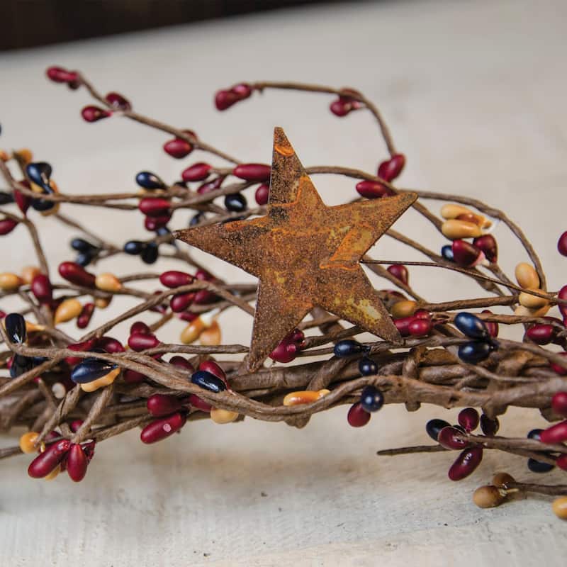 Pip Berry Garland With Stars Colonial Mix 40" - Red/Black/Yellow - 40 inches