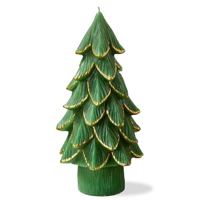 Gilded Pine Tree Candle Lg Green
