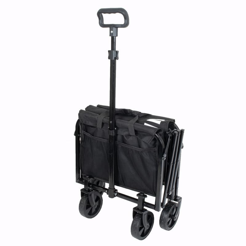 Collapsible Utility Wagon with Wheels, Lightweight Folding Cart with Cup Holders