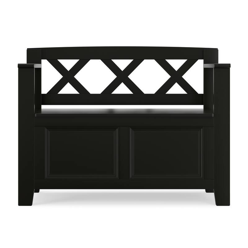 WYNDENHALL Halifax SOLID WOOD 36 inch Wide Transitional Small Entryway Storage Bench -  17"D x 36" W x 27.8"H