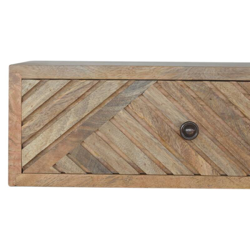 Artisan Furniture Solid Wood Floating Line Carved Nightstand, Brown