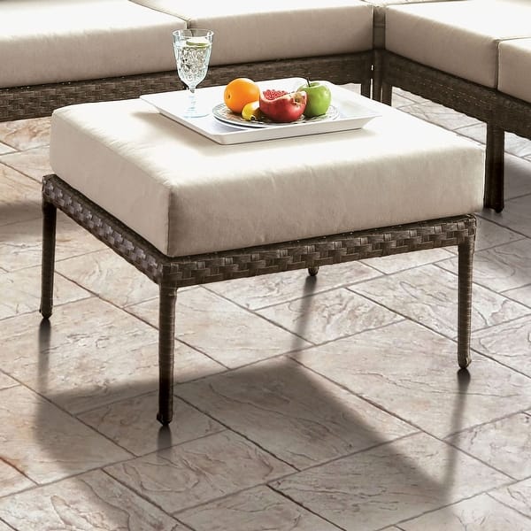 slide 2 of 4, Furniture of America Albion Beige Metal Ottoman with Cushion